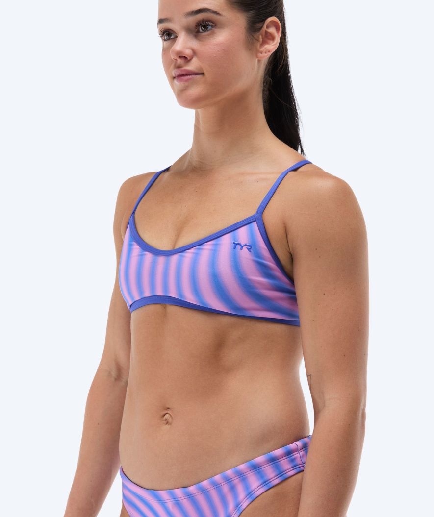 TYR dames bikinitop - Durafast Elite Trinity Bezold - Lichtroze/Blauw