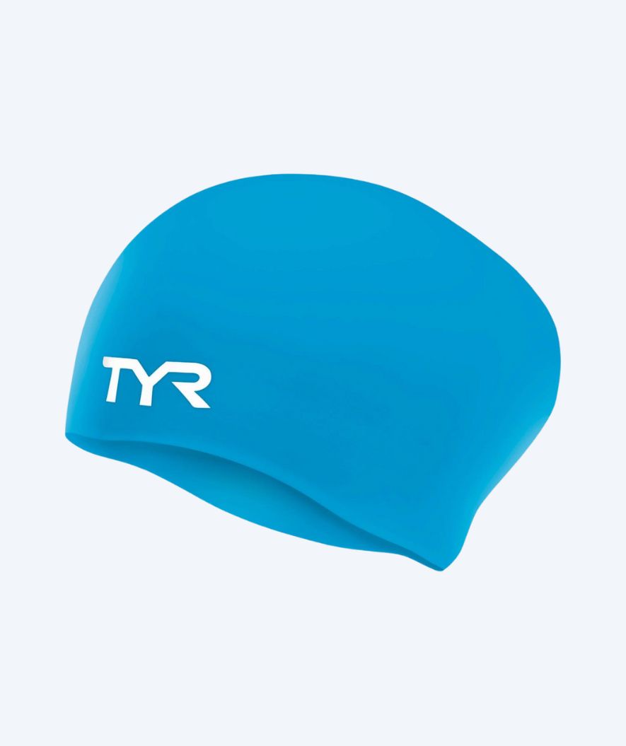 TYR lang haar badmuts - Silicone - Blauw