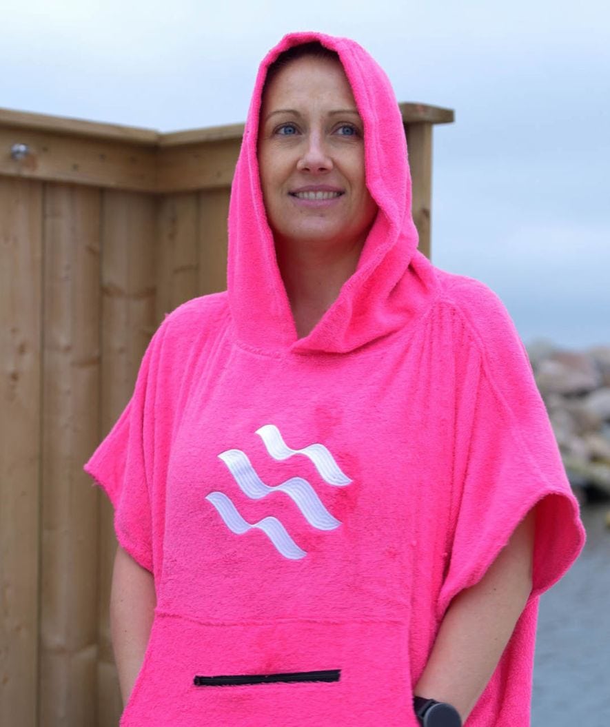 Watery volwassenen badponcho - Katoen - Zwart