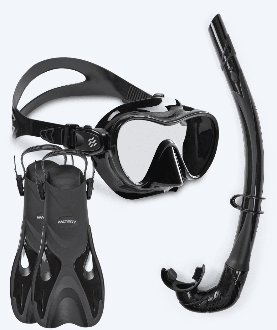 Watery kind snorkelset - Fisher/Cliff - Zwart