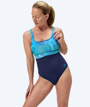 Speedo dames badpak - Shaping ContourEclipse - Donkerblauw/turkoois