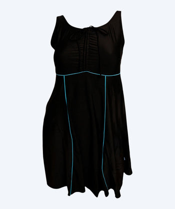 Mirou dames badpak met jurk en pijpjes - Zwart/lichtblauw