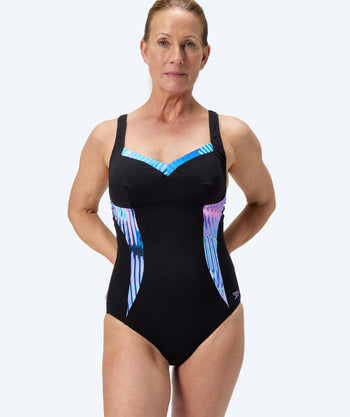 Speedo dames badpak - Shaping Printed LunaElustre - Zwart/turkoois