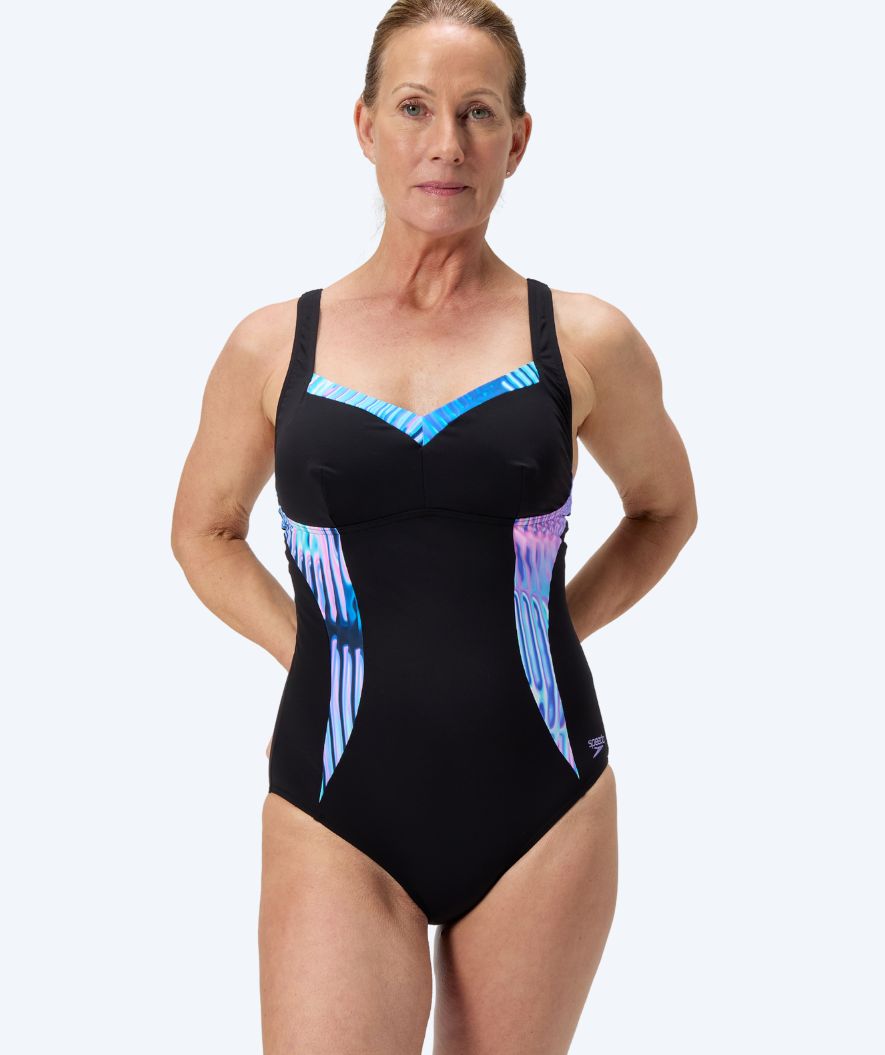 Speedo dames badpak - Shaping Printed LunaElustre - Zwart/turkoois