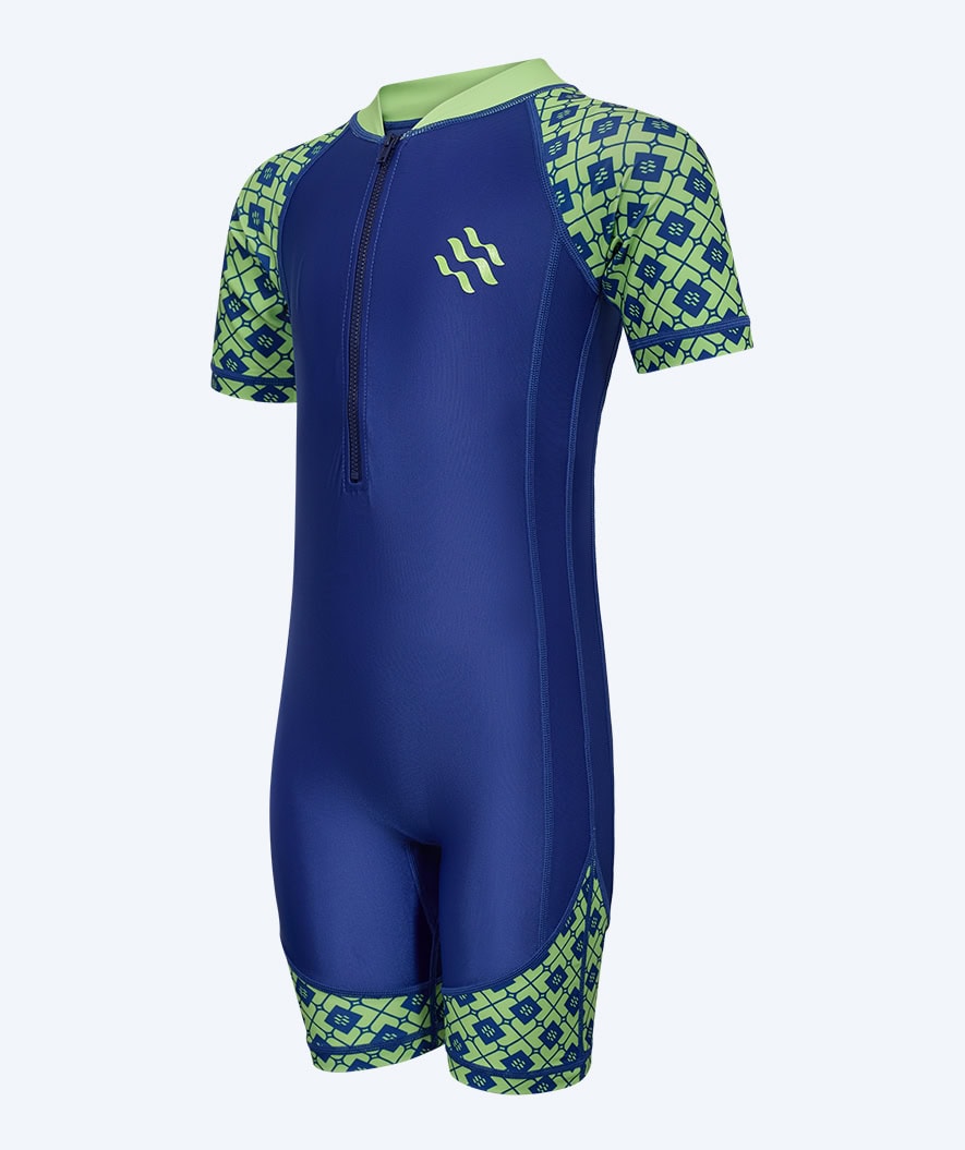 Watery UV-pak voor kinderen - Athena Korte Mouw Rashguard - Groen/donkerblauw