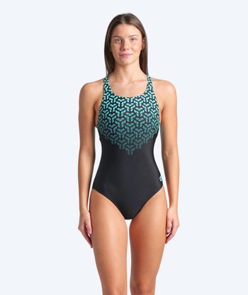 Arena dames badpak - Kikko - Zwart/lichtblauw