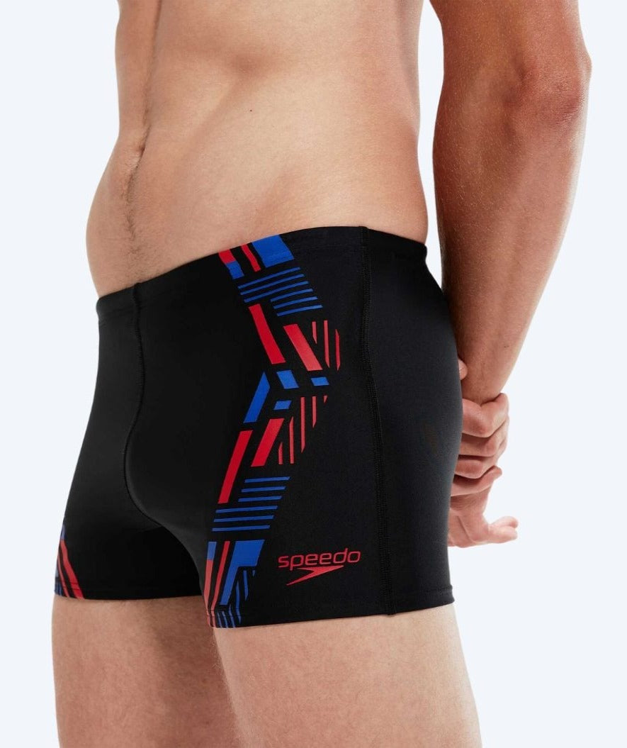 Speedo heren zwemboxers - Tech Print - Zwart/blauw