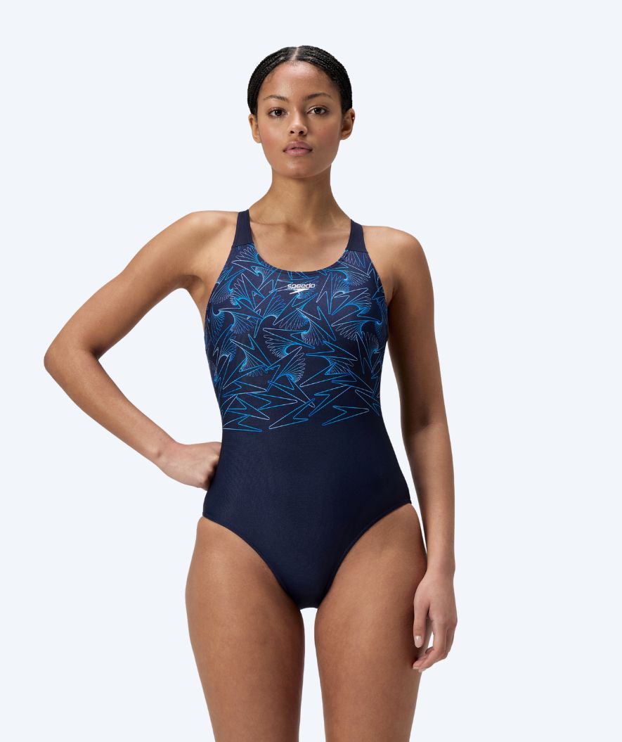 Speedo dames badpak - Hyperboom Placement Muscleback - Donkerblauw/lichtblauw
