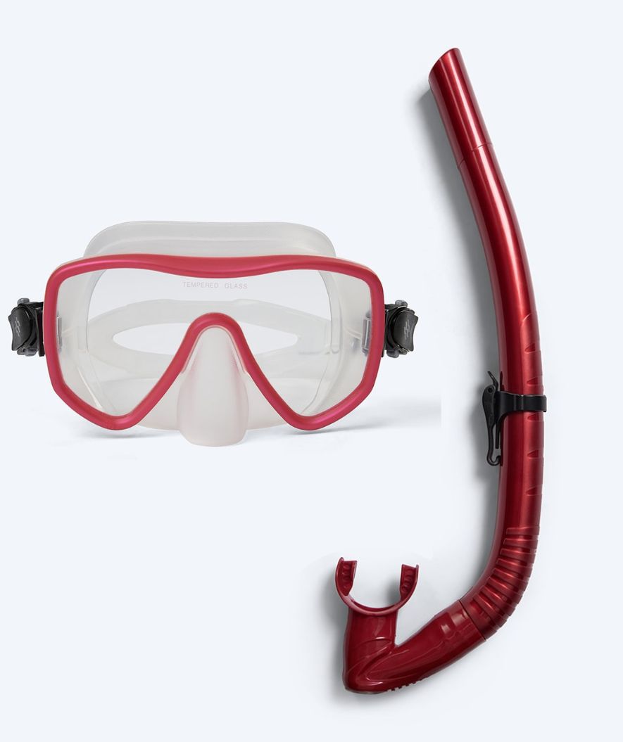Watery volwassenen Combo snorkelset (vanaf 15 jaar) - Coast - Rood/Helder