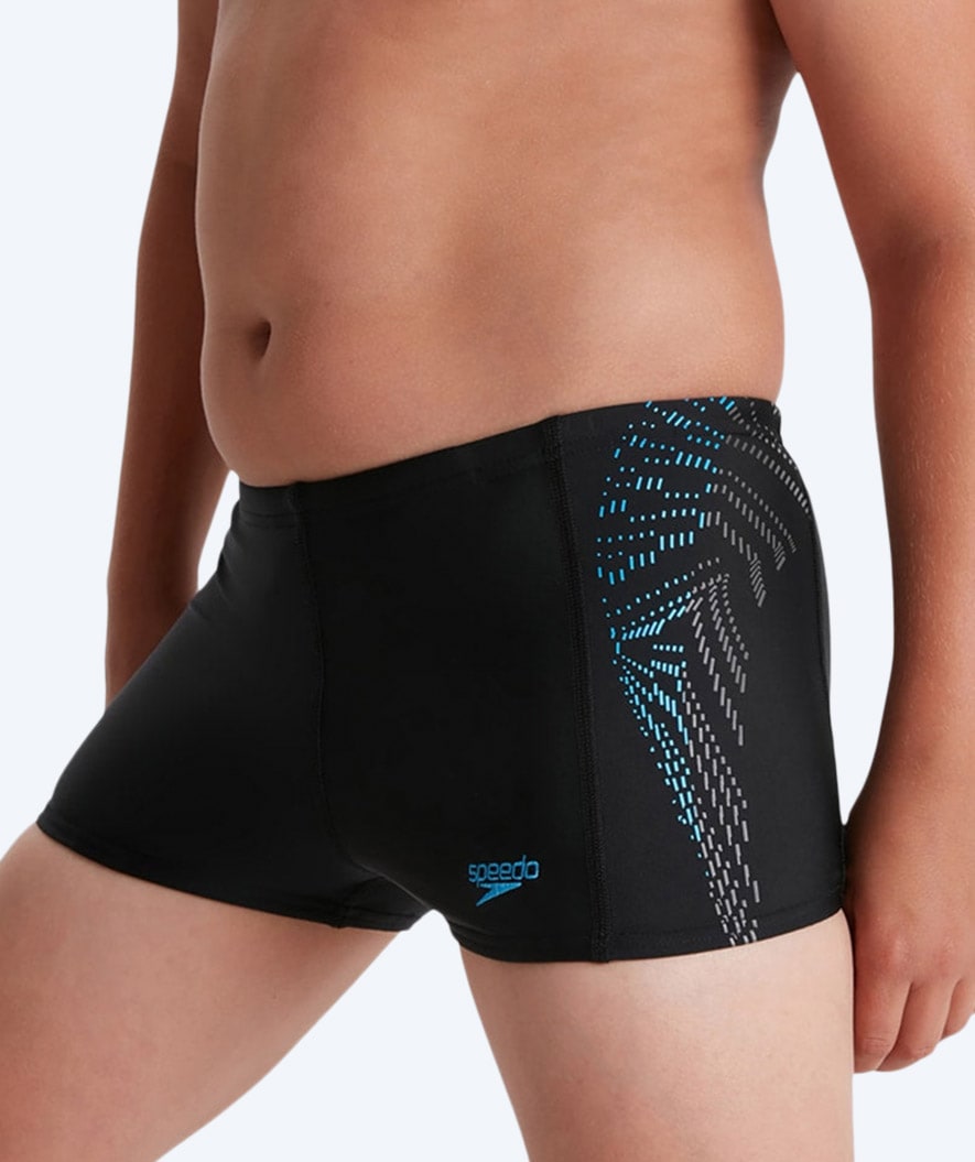 Speedo jongens zwemboxers - Plastisol Placement - Zwart/lichtblauw