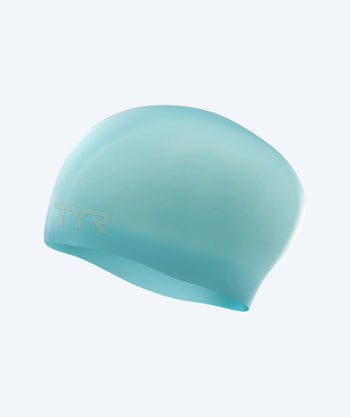 TYR lang haar badmuts - Silicone - Lichtblauw