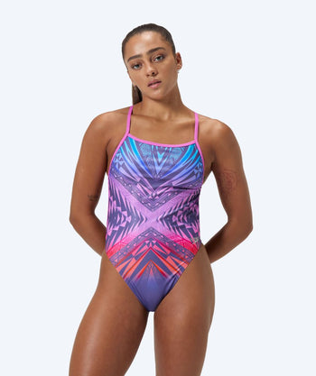 Speedo dames badpak - Placement Digital V-Back - Paars/rood
