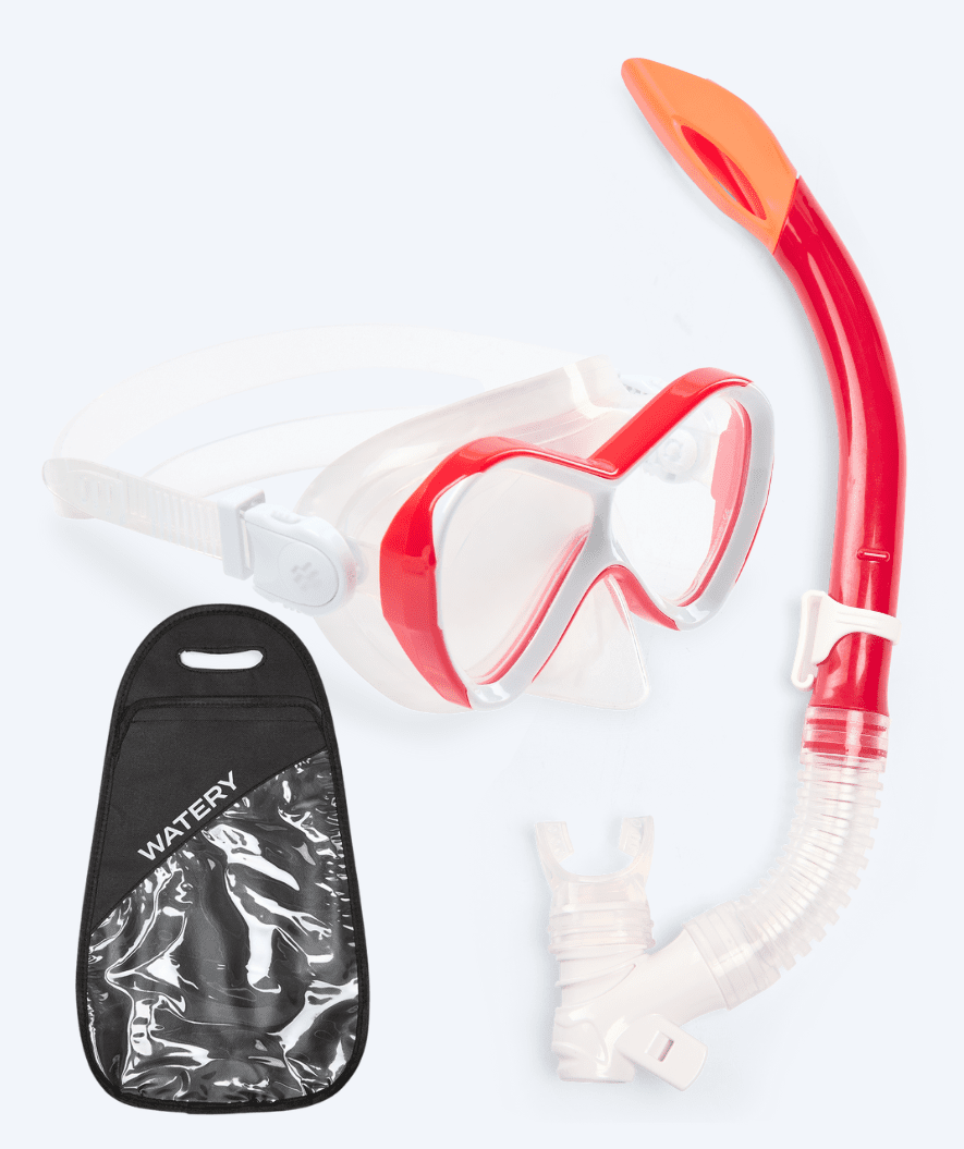 Watery kind Combo snorkelset - Triton Semi-dry - Rood