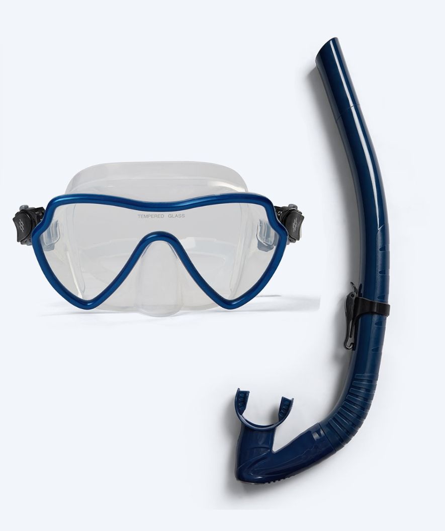 Watery volwassenen Combo snorkelset (vanaf 15 jaar) - Fraser/Coast - Blauw/donkerblauw