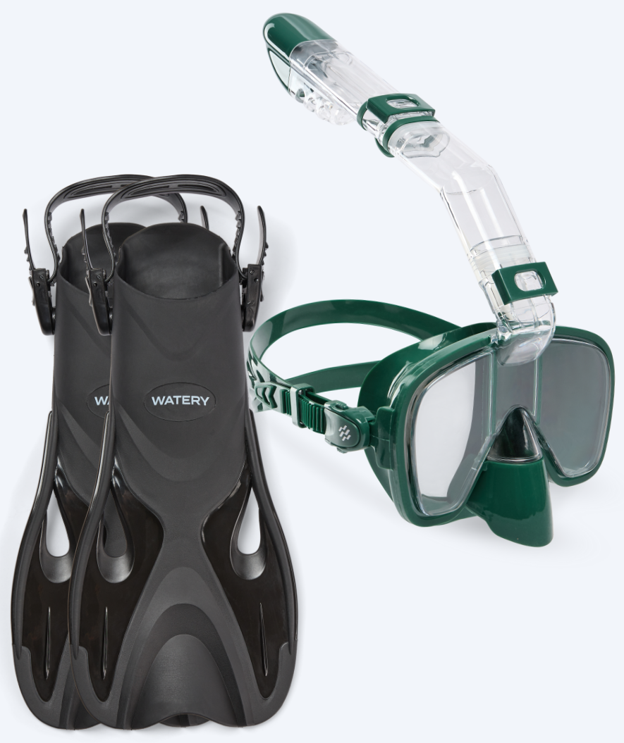 Watery kind snorkelset - Fisher/Pearl - Donkergroen