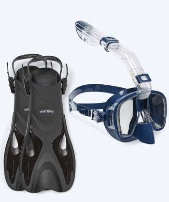 Watery volwassenen snorkelset - Fisher/Pearl - Donkerblauw