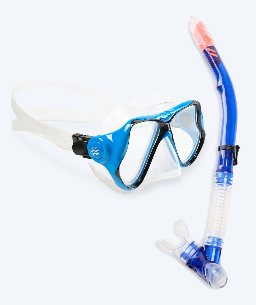 Watery volwassenen Combo snorkelset - Hudson Semi-Dry - Blauw