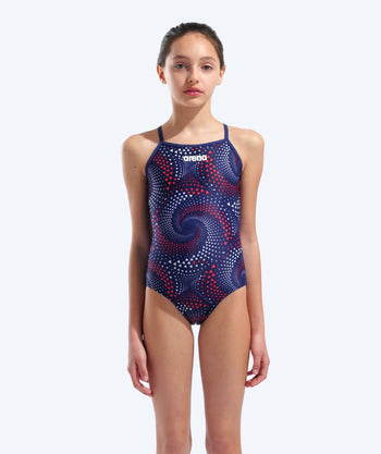 Arena meisjes badpak - Fireflow - Donkerblauw/rood