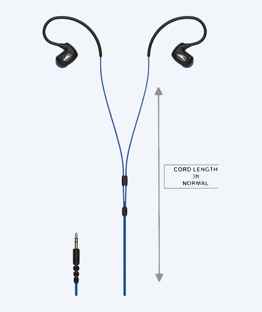 H2OAudio waterdichte oordopjes - Surge SX10 lang koord - Blauw