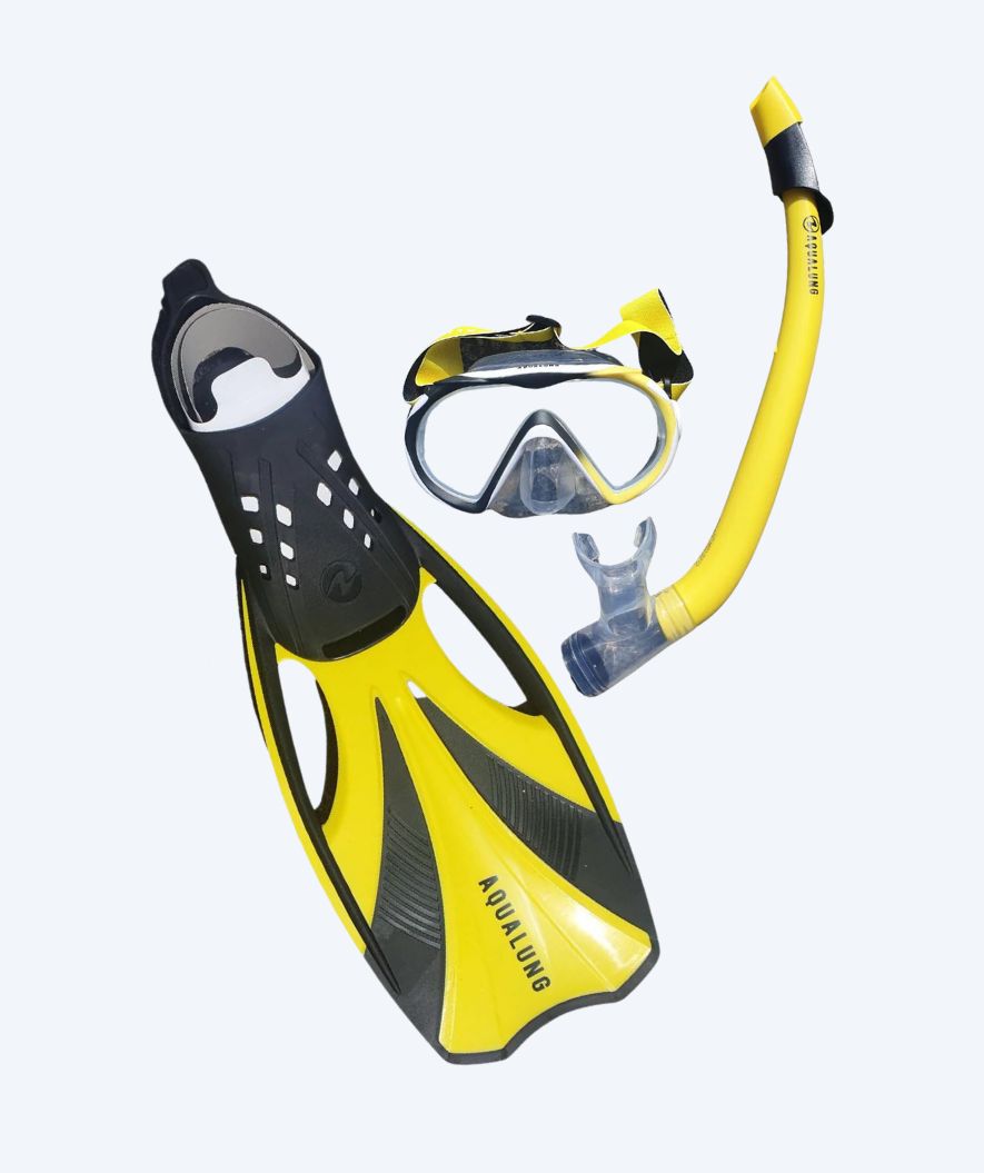 Aqualung volwassenen snorkelset - Compass - Zwart/geel