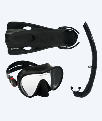 Aqualung volwassenen snorkelset - Nabul - Zwart/rood