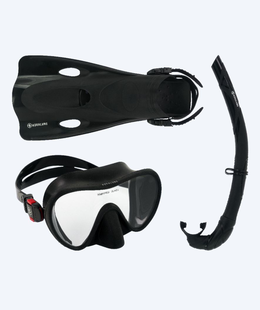 Aqualung volwassenen snorkelset - Nabul - Zwart/rood