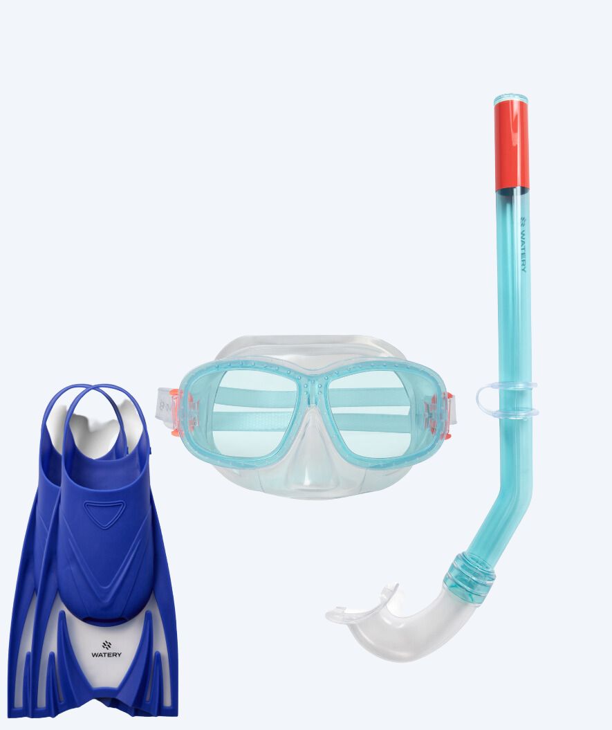Watery kind snorkelset (4-10) - Wyre/Bimasha - Wit/blauw