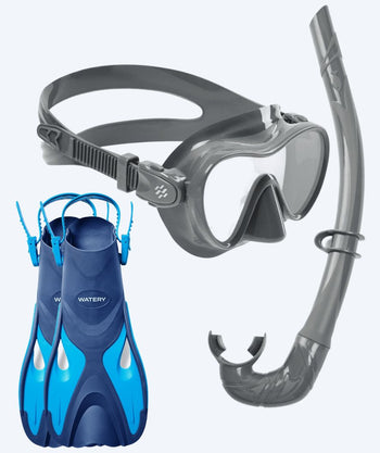 Watery kind snorkelset - Fisher/Cliff - Blauw/grijs