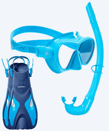 Watery kind snorkelset - Fisher/Cliff - Blauw/lichtblauw