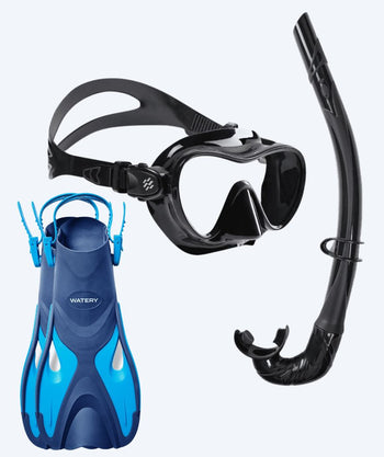 Watery kind snorkelset - Fisher/Cliff - Blauw/zwart