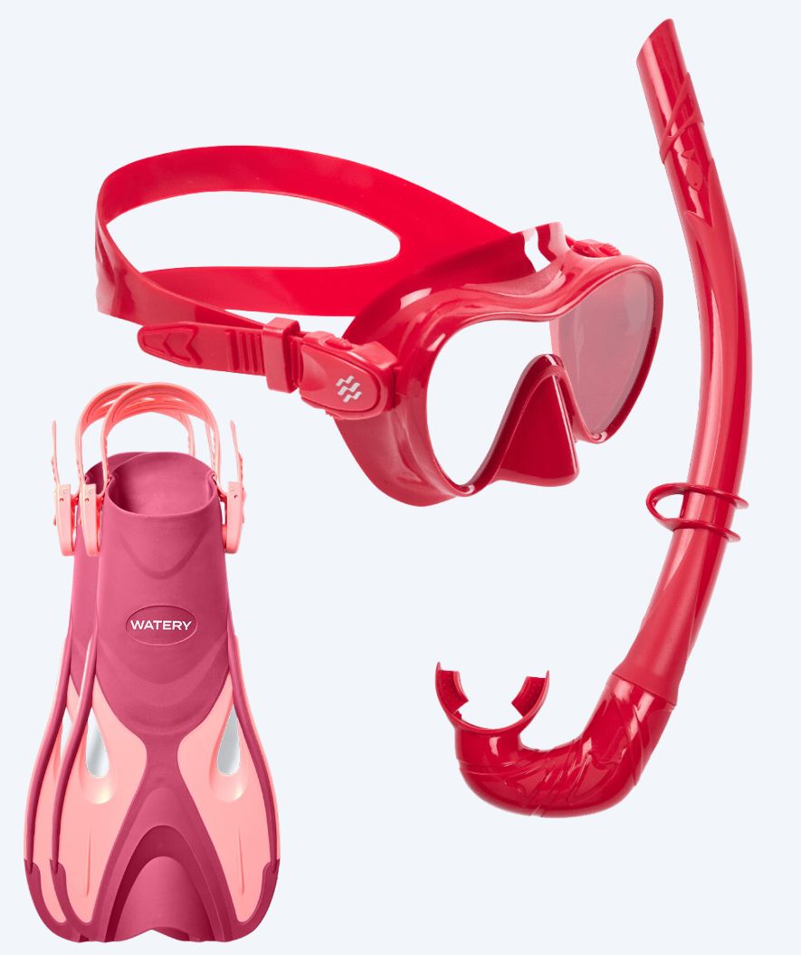 Watery kind snorkelset - Fisher/Cliff - Roze/donkerrood