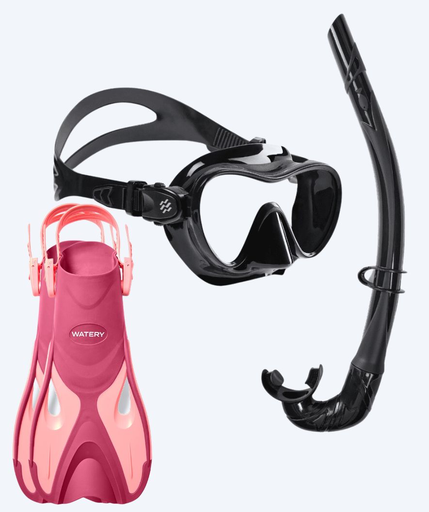 Watery kind snorkelset - Fisher/Cliff - Roze/zwart