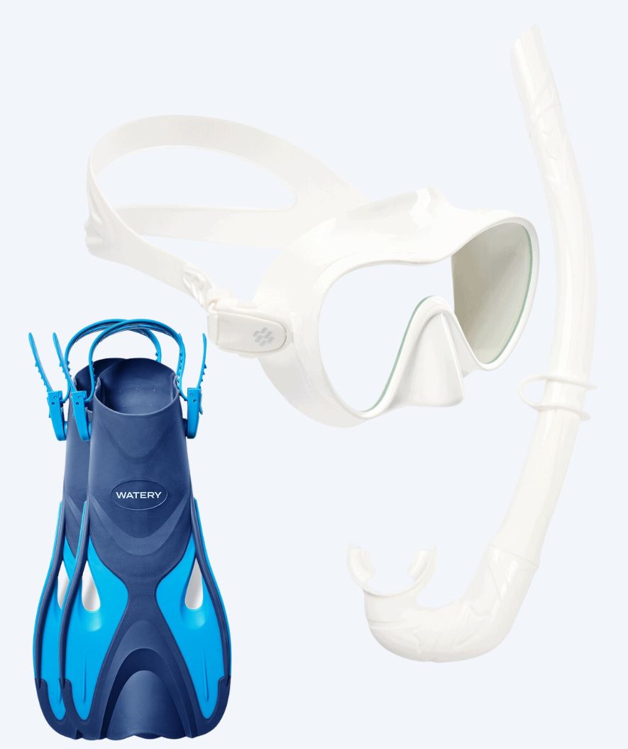 Watery volwassenen snorkelset - Fisher/Cliff - Blauw/wit