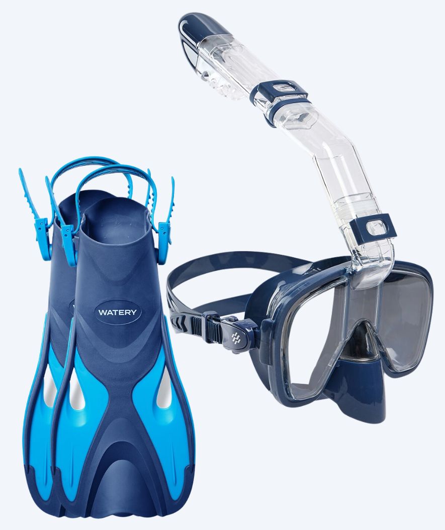 Watery kind snorkelset - Fisher/Pearl - Blauw/donkerblauw