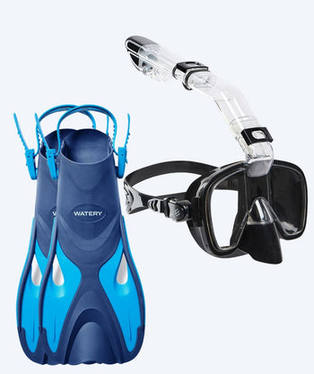 Watery kind snorkelset - Fisher/Pearl - Blauw/zwart