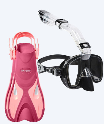 Watery kind snorkelset - Fisher/Pearl - Roze/zwart