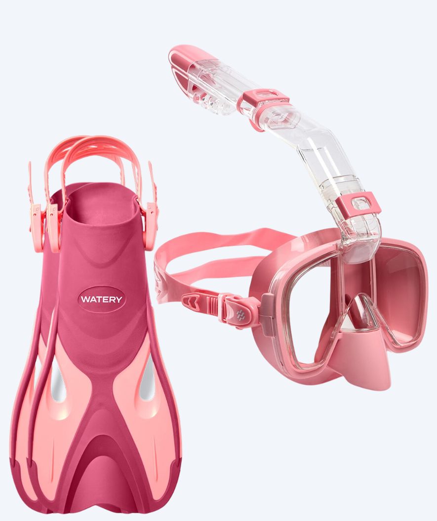 Watery volwassenen snorkelset - Fisher/Pearl - Roze