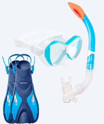 Watery kind snorkelset - Fisher/Triton - Blauw/lichtblauw