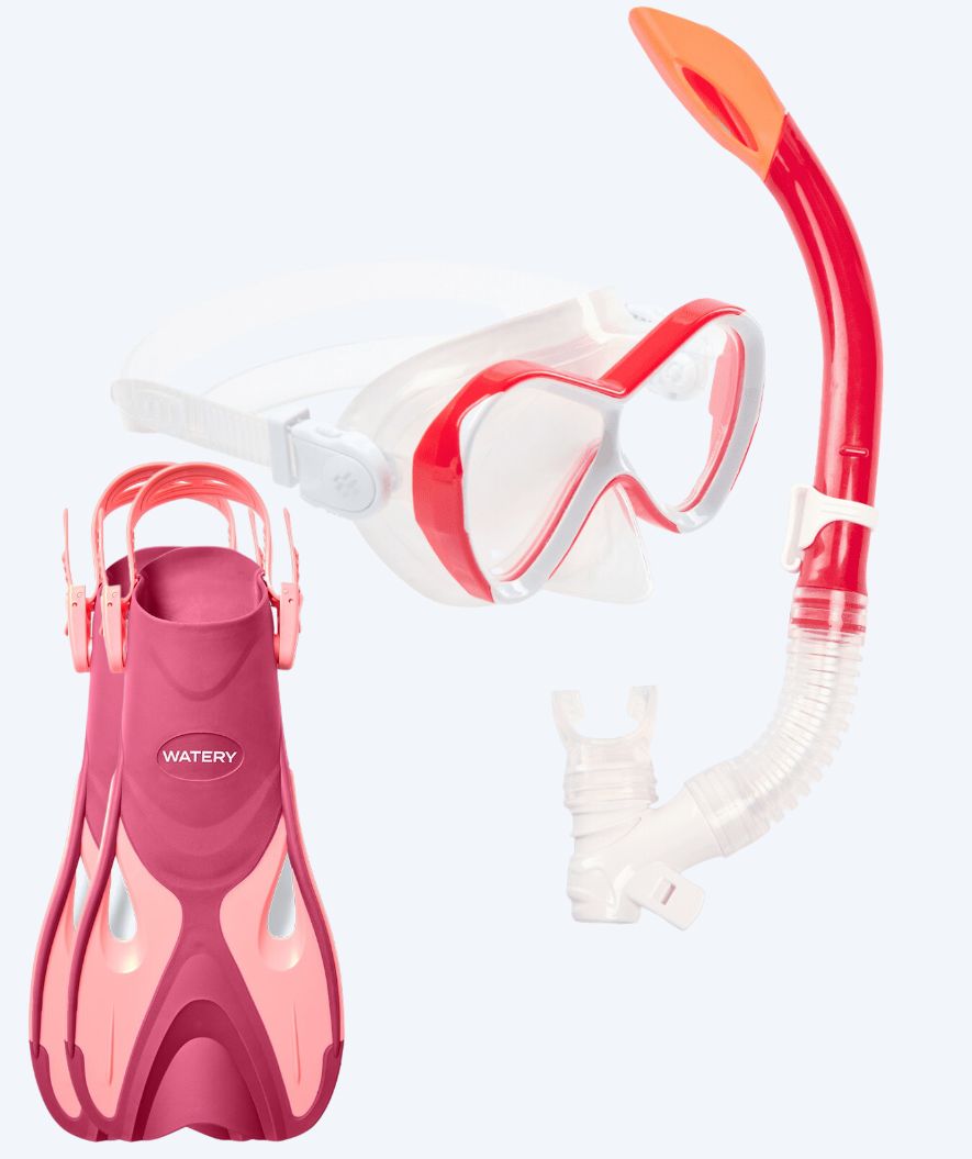 Watery kind snorkelset - Fisher/Triton - Roze/rood