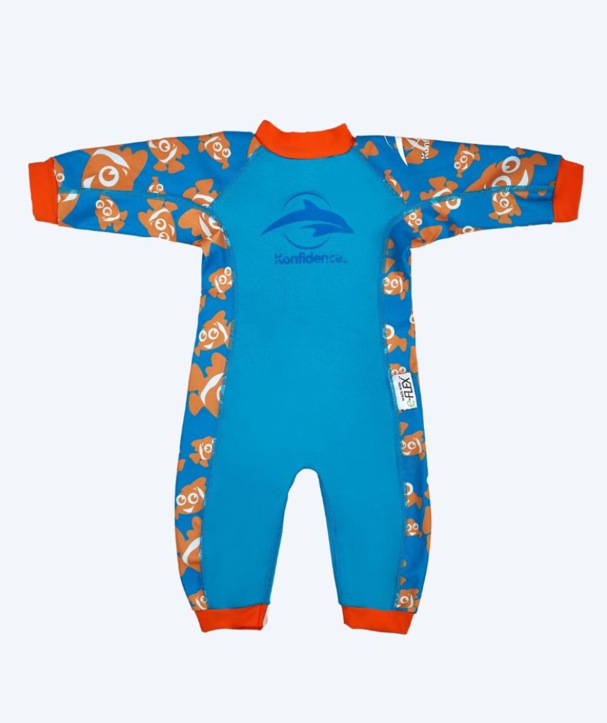 Konfidence wetsuit voor kinderen - SplashyTM - Lichtblauw/oranje