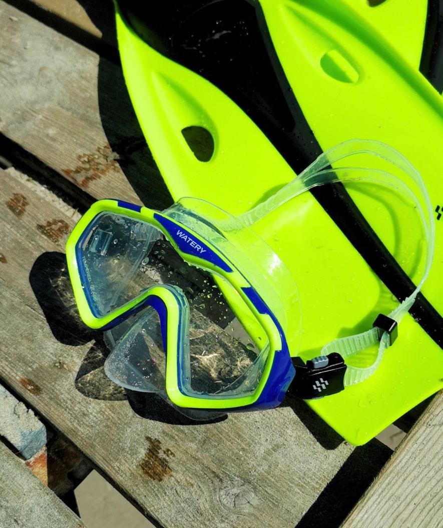 Watery volwassenen Combo snorkelset (vanaf 15 jaar) - Leach Pro - Blauw/geel