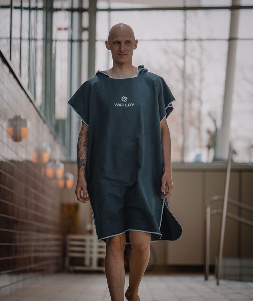 Watery volwassenen badponcho - Microvezel - Donkerblauw