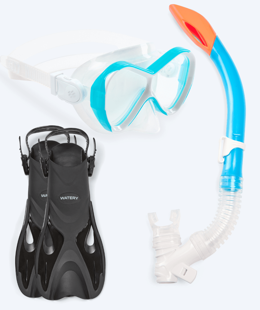 Watery kind snorkelset - Fisher/Triton - Lichtblauw