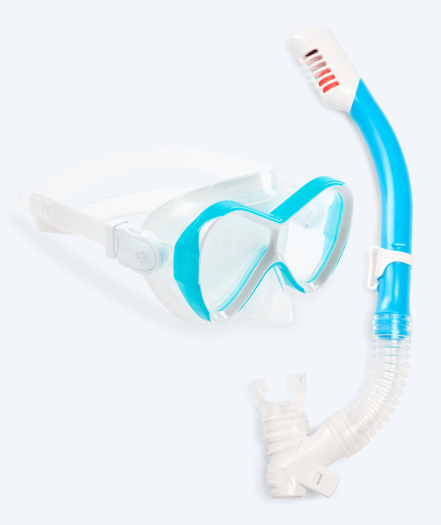Watery kind Combo snorkelset - Triton Full-dry - Lichtblauw
