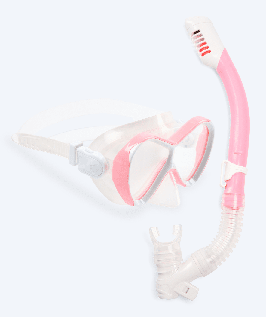 Watery kind Combo snorkelset - Triton Full-Dry - Roze