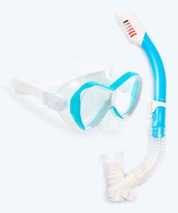 Watery kind Combo snorkelset - Triton Full-dry - Lichtblauw