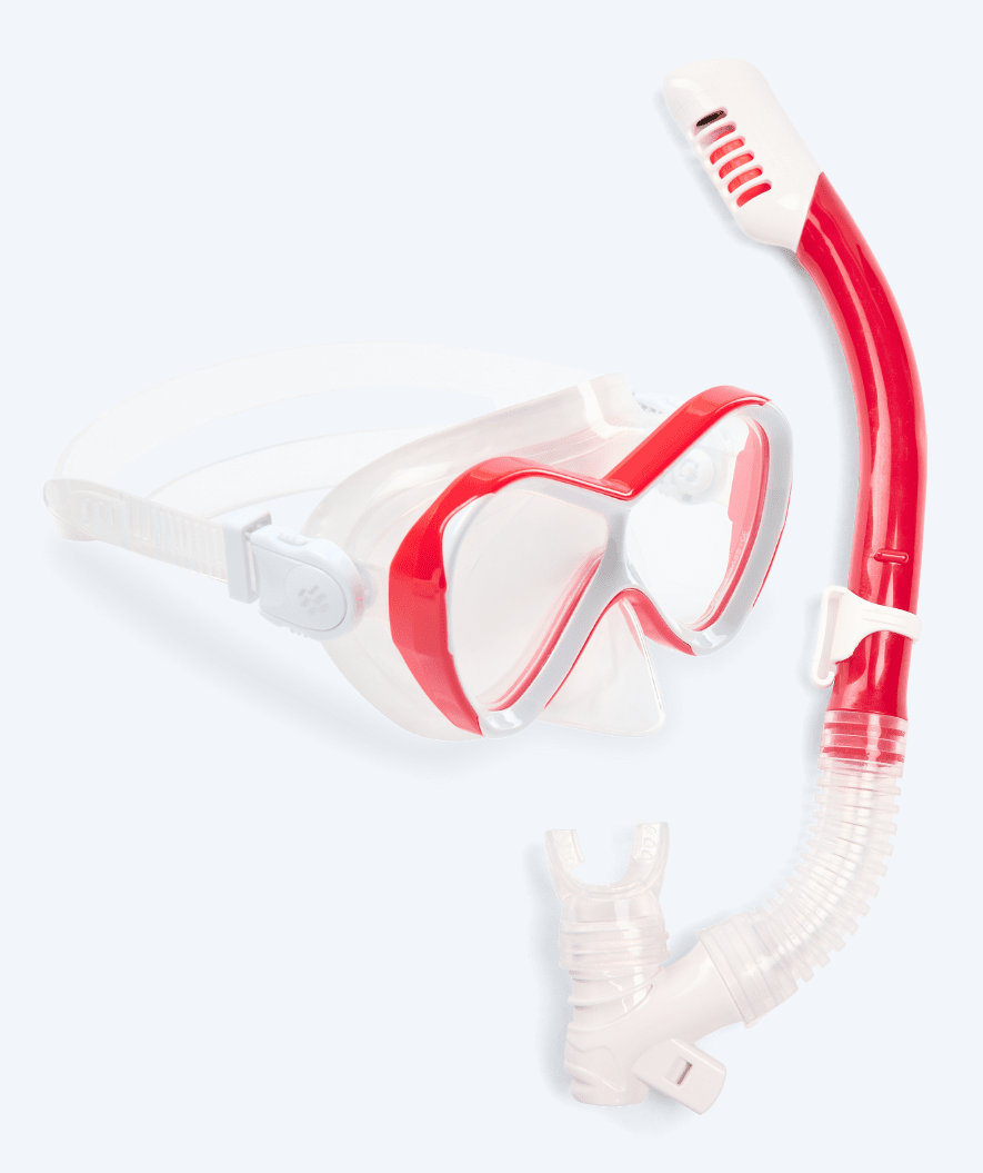Watery kind Combo snorkelset - Triton Full-dry - Rood