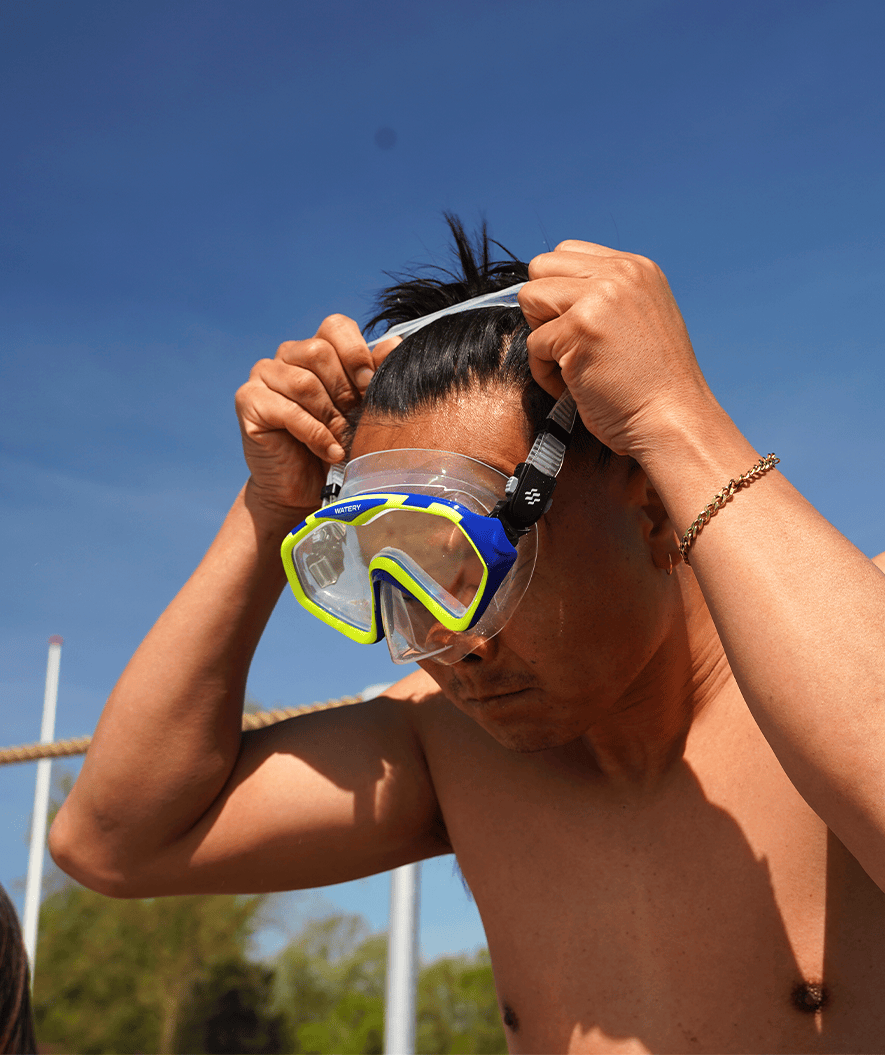 Watery volwassenen Combo snorkelset (vanaf 15 jaar) - Leach Pro - Blauw/geel