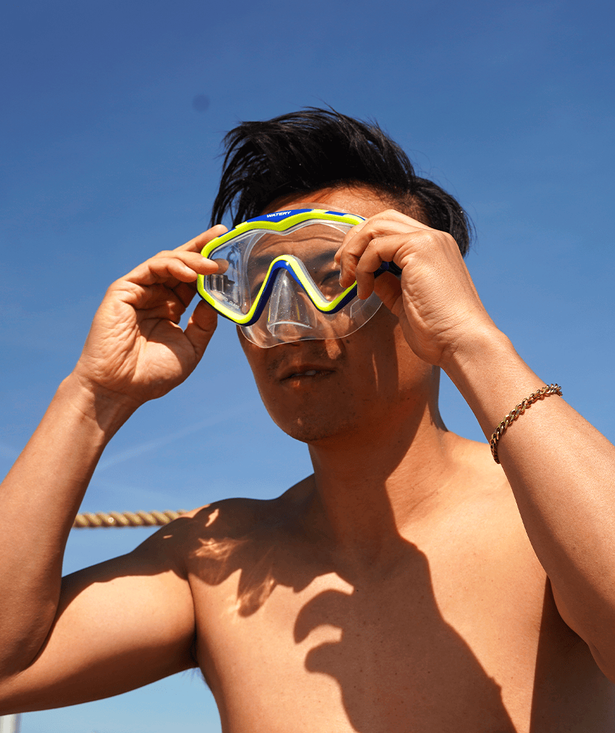 Watery volwassenen Combo snorkelset (vanaf 15 jaar) - Leach Pro - Blauw/geel