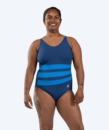 Watery dames badpak met borst ondersteuning - Mystique Stripes - Donkerblauw